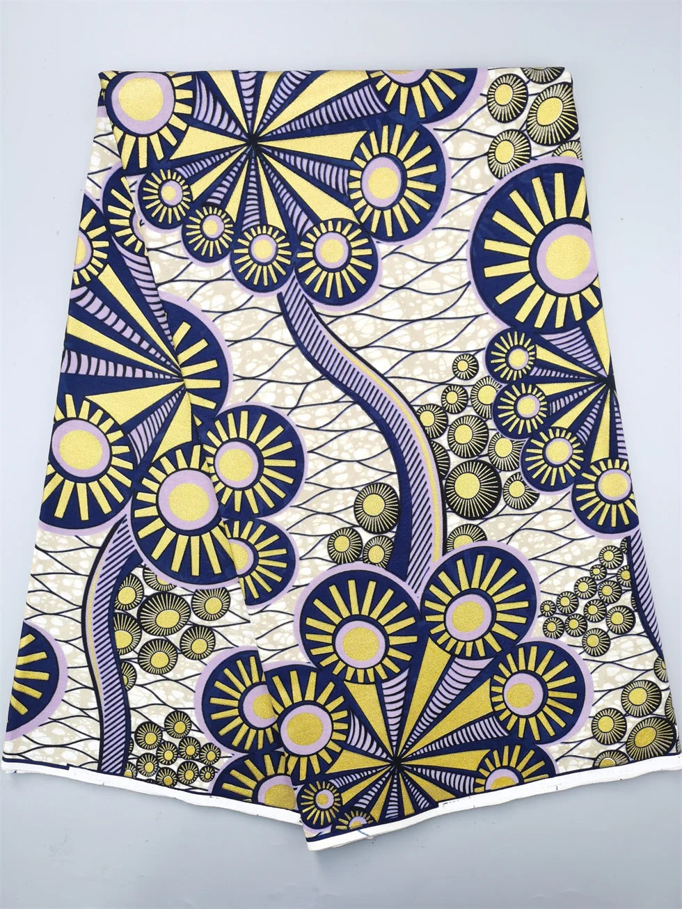 Grand African Wax Glitter Glam Fabric - 100% Cotton Ankara Batik Gold Print Pagne for Party Dresses & Sewing