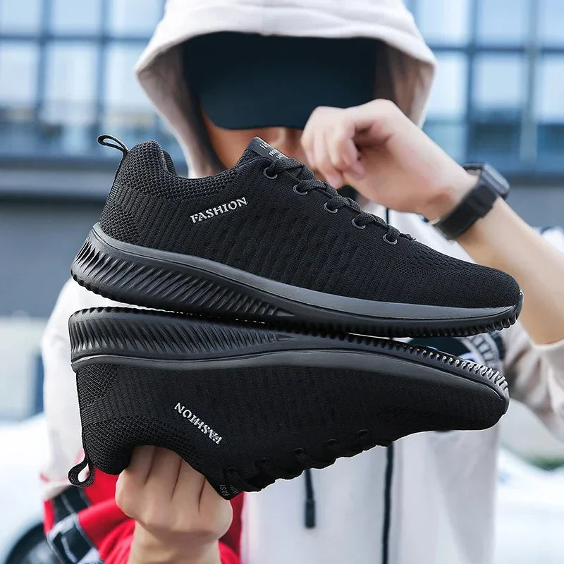 MAEDEF Athletic Shoes for Men – Black Knit Sneakers, Breathable Casual Running, Walking & Gym Shoes for Men & Women