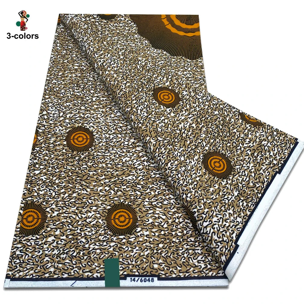African Real Wax Print Fabric - 100% Cotton Soft Ankara Pagne Material for Dresses