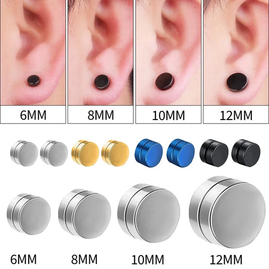 Non-Piercing Magnetic Ear Clips - Round Circle Fake Earrings for Men & Women Fashion Jewelry