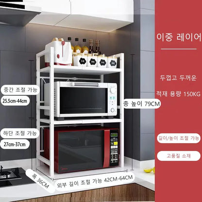 Expandable Microwave Oven Shelf — Thickened Kitchen Countertop Storage Rack for Organizing Appliances