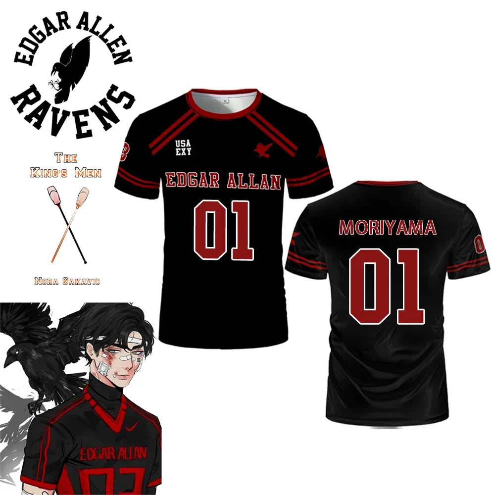 Foxhole Court Lacrosse Jersey - 3D Edgar Allan Ravens Cosplay T-Shirt for Kids and Fans