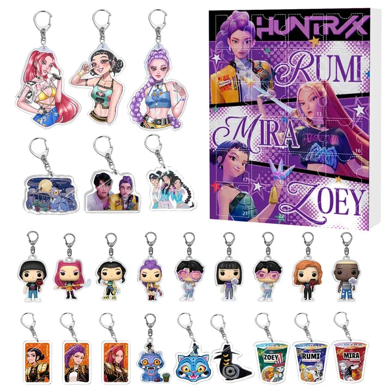 Kpop Demon Hunters Advent Calendar Blind Box — Rumi, Mira, Zoey, Tiger — 24-Day Christmas Countdown Gift