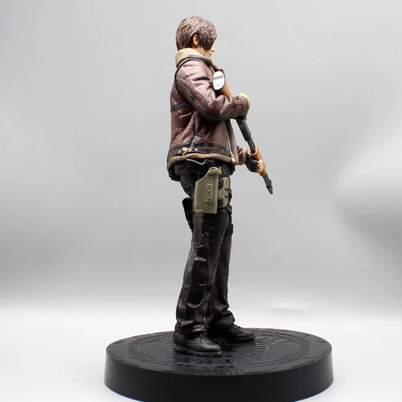 33cm Leon Zombie Hunter Leather Anime Figure – Boys’ Action Model Doll & Desk Decoration Statue