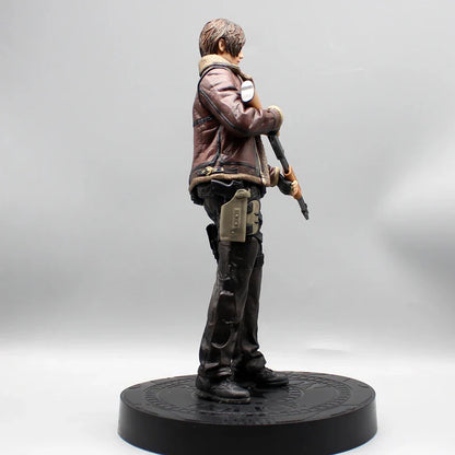 33cm Leon Zombie Hunter Leather Anime Figure – Boys’ Action Model Doll & Desk Decoration Statue