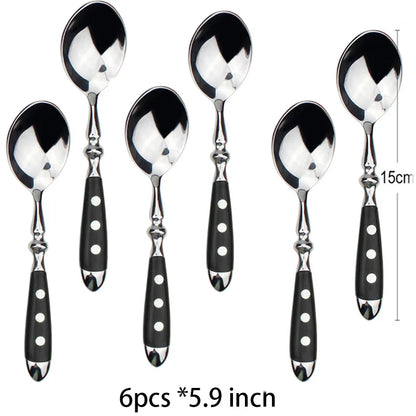 Classic Elegant Stainless Steel Cutlery Set – Fork, Spoon, Knife & Teaspoon Full Dining Steak Dinnerware Collection