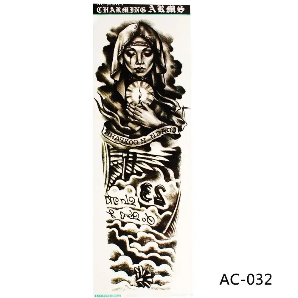 16 Designs Full Arm Temporary Tattoo Sleeves - Waterproof Body Art Stickers for Men & Women Fashion Style
