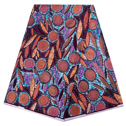 Shine African Ankara Wax Fabric - 6 Yards 100% Cotton Hot Stamping Print for Party Dresses, Sewing & Crafts