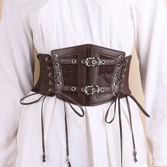Plus Size Lace Corset Belt - Women's Elastic Stretch Goth Punk Waistband for Dresses & Outfits
