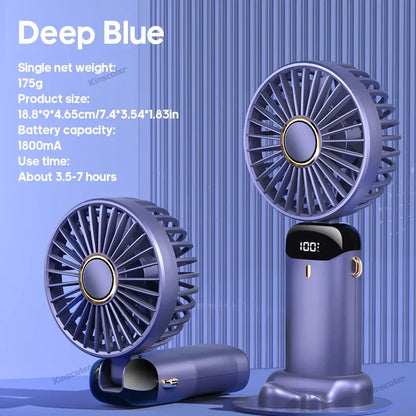 Digital Display USB Handheld Mini Fan – Portable Foldable Silent Fan for Office, Students, Desktop with Multi-Speed Adjustment