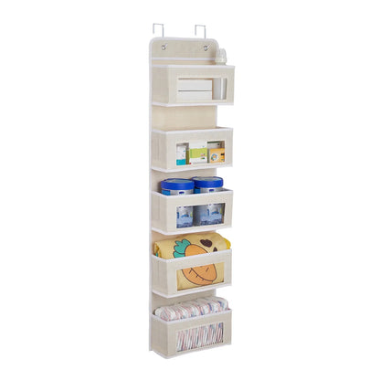 Over The Door Hanging Organizer - 1/3/4/5 Pocket Wall Mounted Storage Rack for Bathroom, Dorm & Clothes