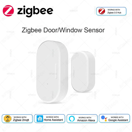 Zigbee Door Window Sensor - Smart Open/Close Detector for Home Security Alarm with Alexa & Home Assistant Support