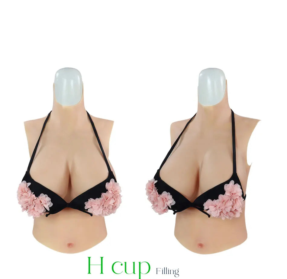 Silicone Breast Forms - Realistic Half-Body Breastplate with C/D/G/H Cup Options