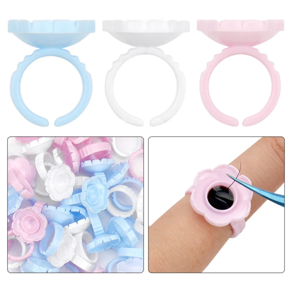 AILEISHI 100PCS Disposable Eyelash Glue Cup Rings – Lash Extension Pigment Holder Tattoo Makeup Tools