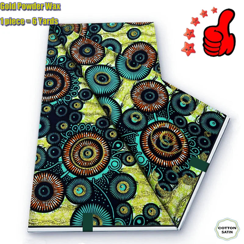 2026 African Real Wax Fabric - 100% Cotton Ankara Glitter Gold Print Batik Pagne for Women’s Fashion & Sewing