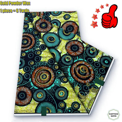 2026 African Real Wax Fabric - 100% Cotton Ankara Glitter Gold Print Batik Pagne for Women’s Fashion & Sewing