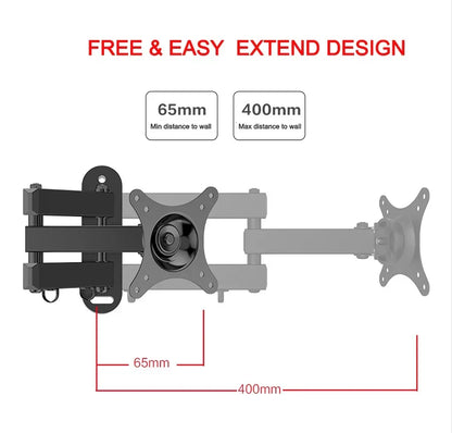 20° Tiltable & 360° Rotatable TV Wall Mount Bracket – Universal Stand for 14-24" Monitors & Flat Panel Displays