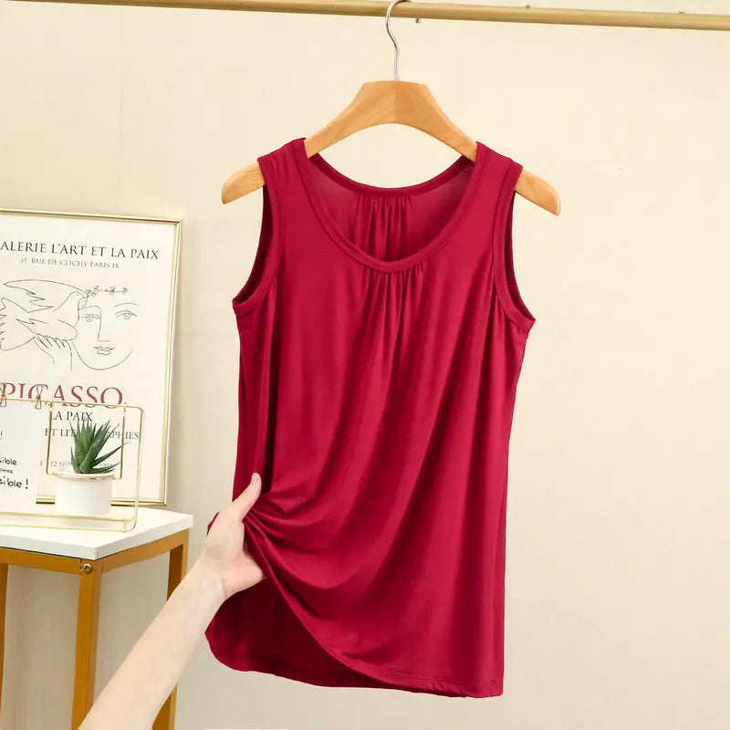 Women’s Plus Size Modal Tank Top - Loose Fold Sleeveless Summer Vest Shirt XL-6XL Casual Homewear