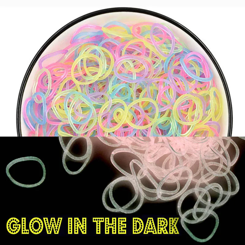 600pcs Fluorescent Glow Bracelet Kit - DIY Rubber Loom Bands for Kids Party Crafts, Wrist & Necklace Making Supplies