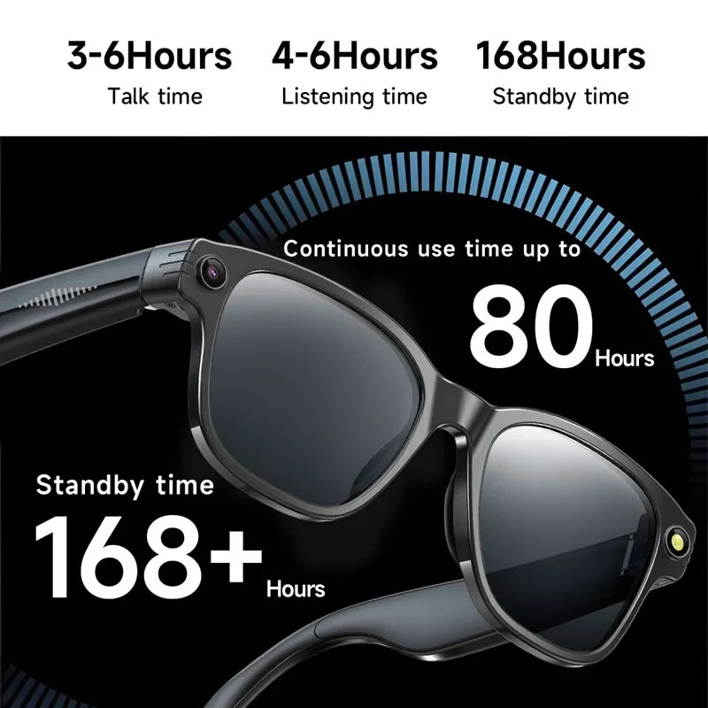 AI Smart Glasses — 8MP Camera Bluetooth Sunglasses with Audio, Video, Calls, Music Player, Multifunctional Wearable