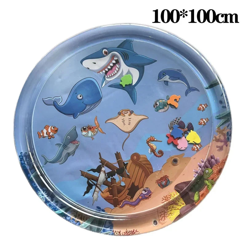 Pet Water Sensory Play Mat - Thick Inflatable Ocean Fish Theme Toy for Cats & Dogs