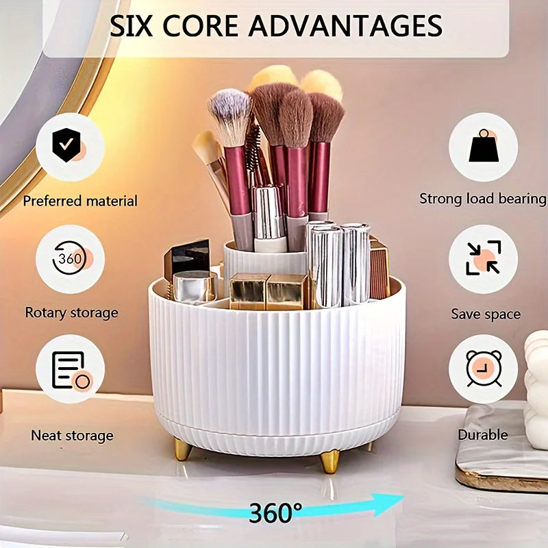 360° Rotating Pen Holder - 5 Slot Desktop Organizer for Office, School & Workspace Supplies