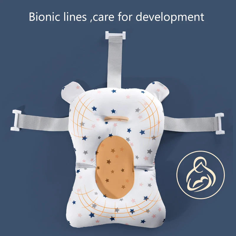 Keep Your Baby Safe & Comfortable: Foldable Baby Bath Seat Support Mat - Newborn Tub Pad with Anti-Slip Design & Soft Body Cushion for a Relaxing Bath Time