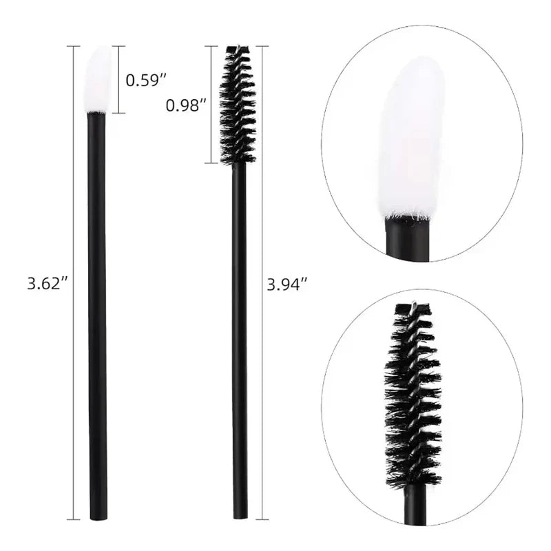 50/1000pcs Disposable Eyelash Brushes - Mascara Wands, Eyebrow Spoolie Applicators & Makeup Extension Tools