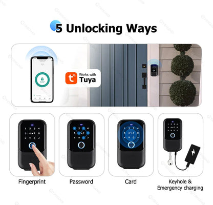 YRHAND TTlock Smart Fingerprint Lock Box – Digital Password, IC Card, Tuya Electronic Portable IP66 Security for Smart Home
