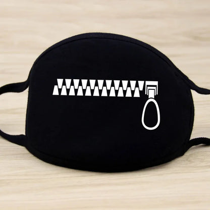 Black Cartoon Animal Face Mask – Unisex Winter Cotton Half Face Mask, Dustproof & Thickened for Cycling