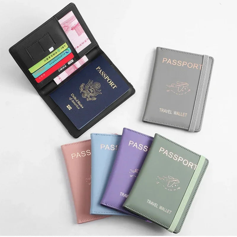 RFID Leather Passport Wallet - Vintage Multi-Function Travel Holder for Men & Women ID Bank Cards Business Accessories