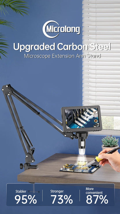 RIEVBCAU Flexible Microscope Arm Stand – Adjustable Metal Bracket, Coin Microscope Mount for DM4, DM7, DM9, MS1, MS3