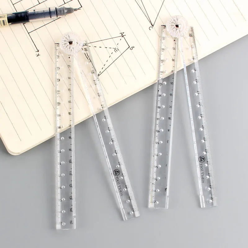 MOHAMM Folding Acrylic Ruler – Portable Measuring Tool for School, Office & Study Use, Durable Transparent Stationery Ruler