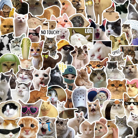 Funny Cat Meme Stickers - Cute Kawaii Animal Decals for Laptop, Notebook, Luggage, Skateboard and Scrapbook DIY