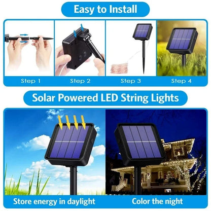 Solar LED Fairy String Lights - Waterproof Outdoor Garden Twinkle Lights for Patio & Party Decor