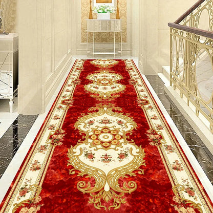 Luxury Classical Corridor Rug — Crystal Velvet Soundproof Washable Carpet for Villa & Hotel Hallway