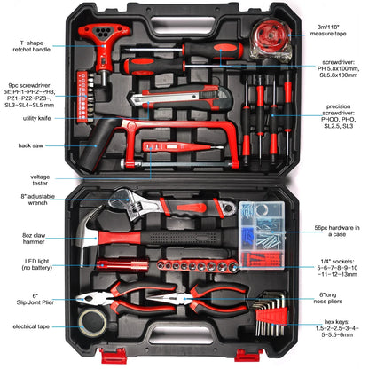 STOENGO Household Tool Kit Set - 19/43/108PCS DIY Hand Tools with Hammer, Screwdriver, Saw & Wrench
