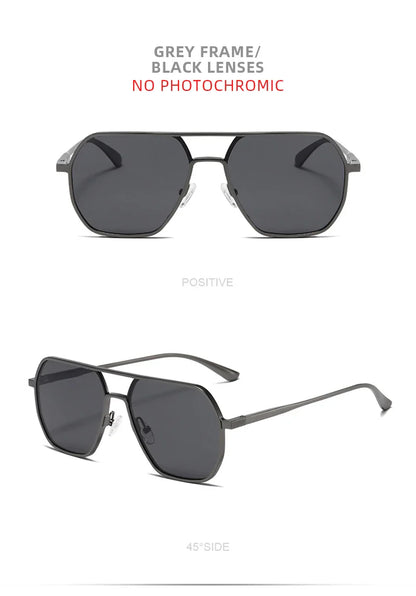 Luxury Metal Photochromic Sunglasses – Fashion Polarized UV400 Chameleon Anti-Glare Driving Glasses for Men & Women