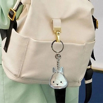 Cute Rabbit-Shaped Transparent Fur Storage Box — Hair & Pet Fur Keychain Capsule