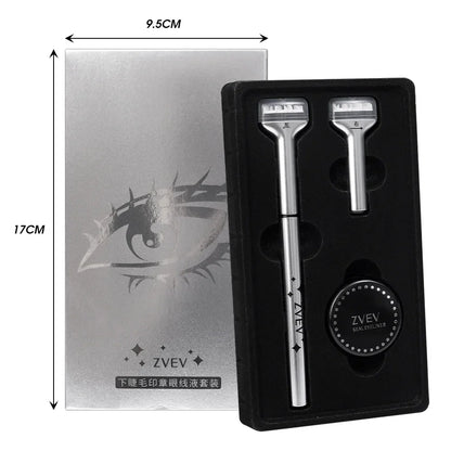 Reusable 2-in-1 Eyelash Stamps Pen - Quick Dry Black/Brown Liquid Eyeliner for Lower Lash Seal & Eyelash Simulation Makeup