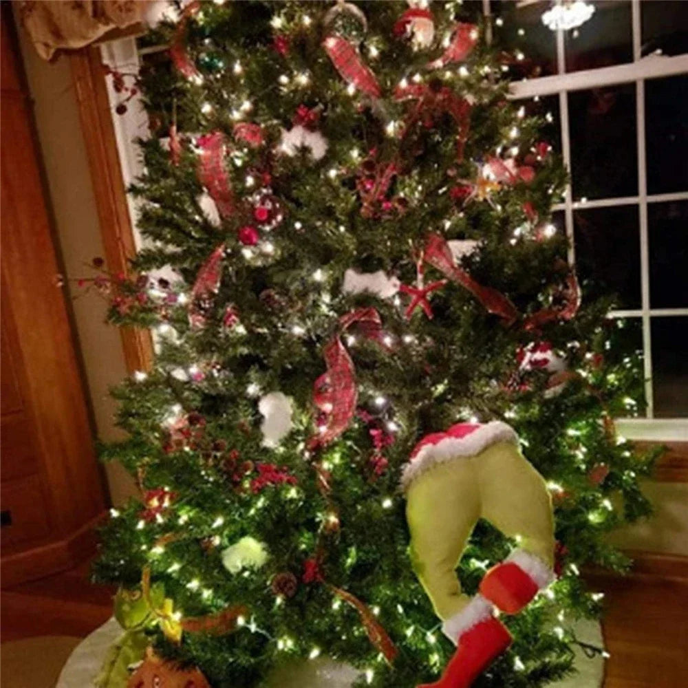 Christmas Elf Leg Plush Toy – Santa Claus Green Tree Decoration Prop for Kids, Holiday Home Decor
