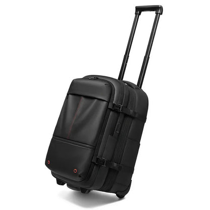 Travel Trolley Vacuum Compression Backpack — Wheeled Rolling Luggage Bag for Men, Boardable Business Travel