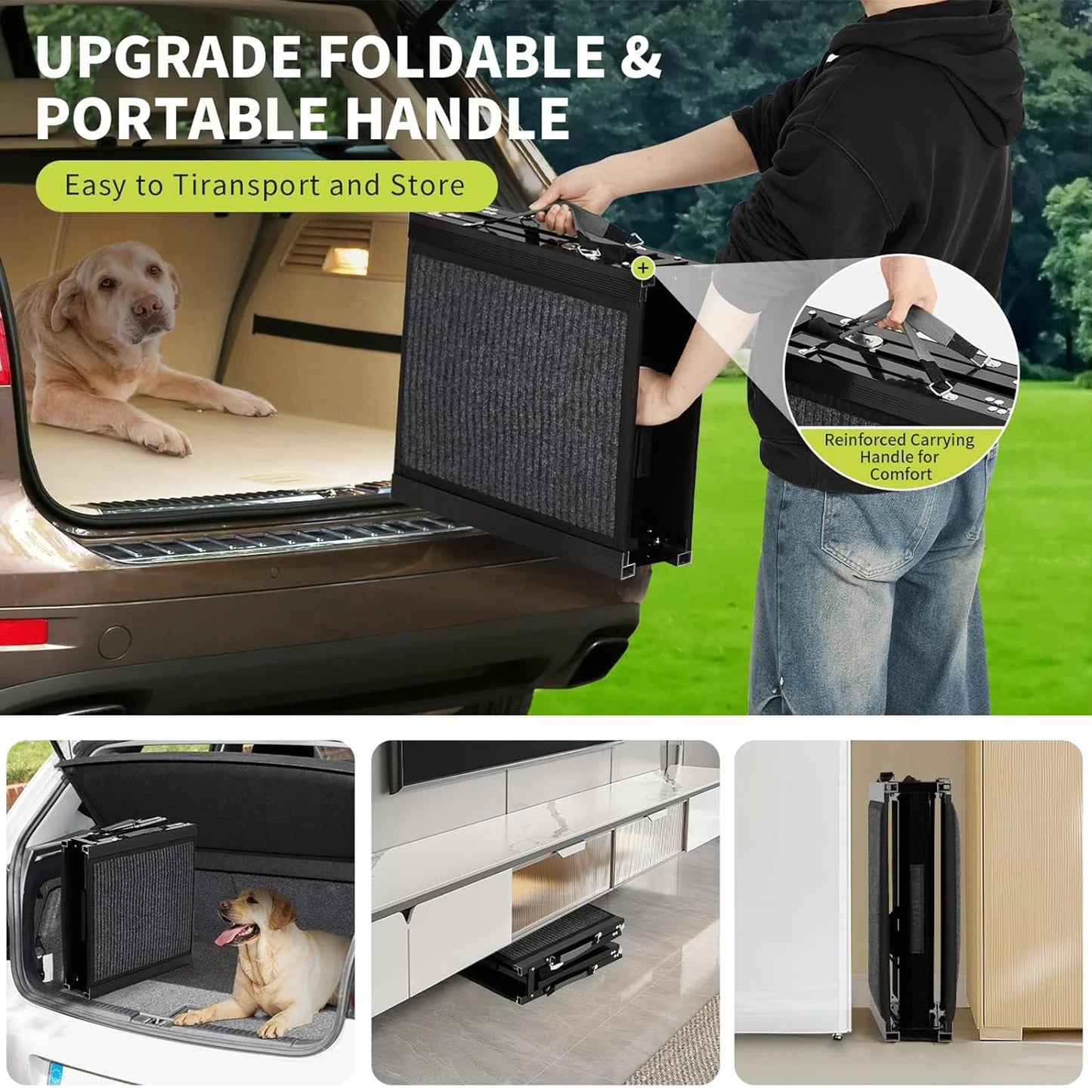 Upgraded Folding Dog Car Ramp - Portable Non-Slip Pet Ramp for Large Dogs Up to 250 lbs