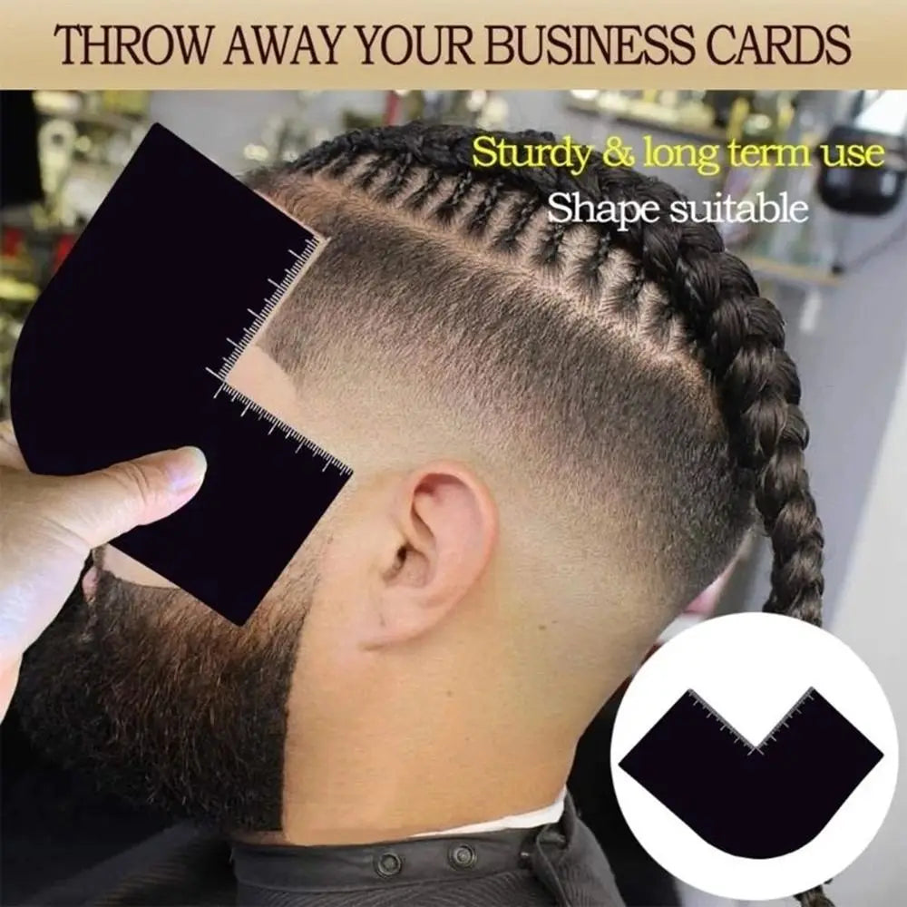 Reusable Barber Lineup Card - Beard & Hairline Shaping Tool with Measurement Guide