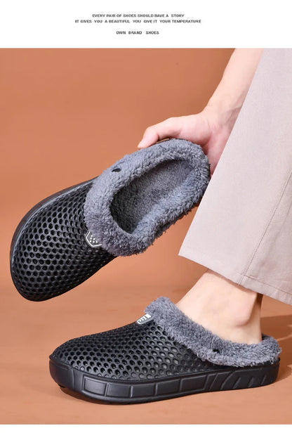 Couple Cotton Slippers – Winter Warm Plush Velvet Thickened Clogs for Men & Women