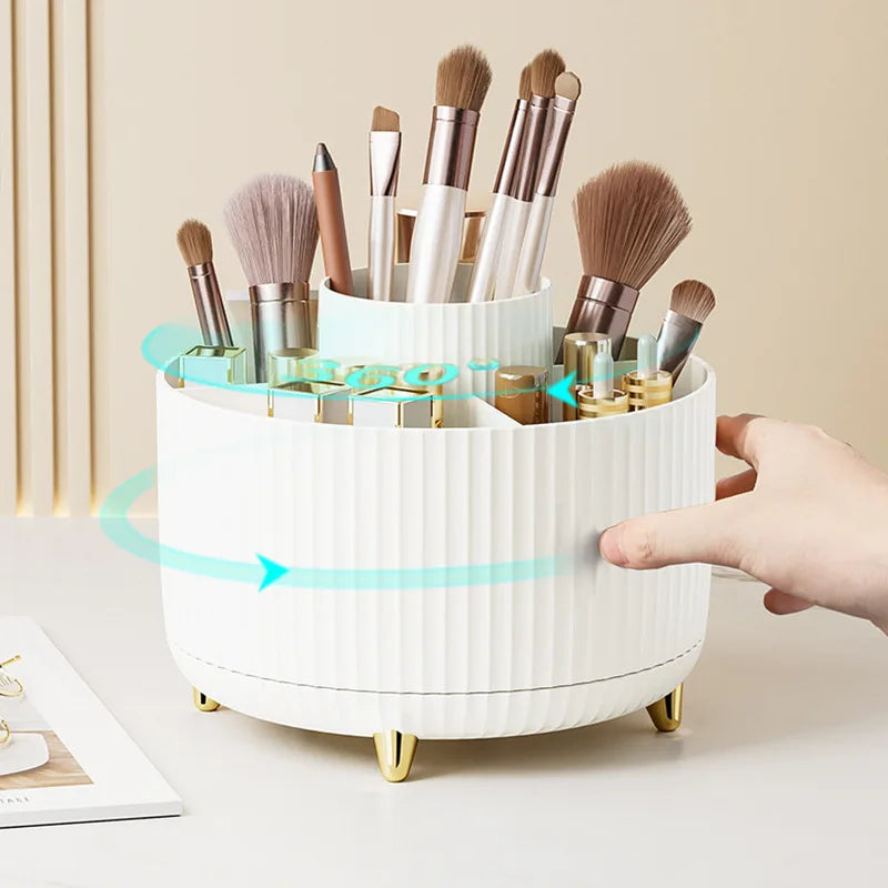 360° Rotating Makeup Organizer - Large Capacity Cosmetic Storage Box for Lipstick, Brushes & Bathroom Vanity