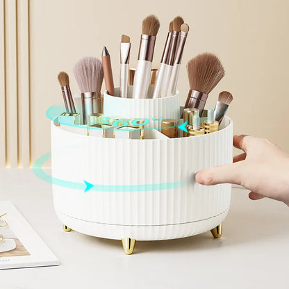 360° Rotating Makeup Organizer - Large Capacity Cosmetic Storage Box for Lipstick, Brushes & Bathroom Vanity