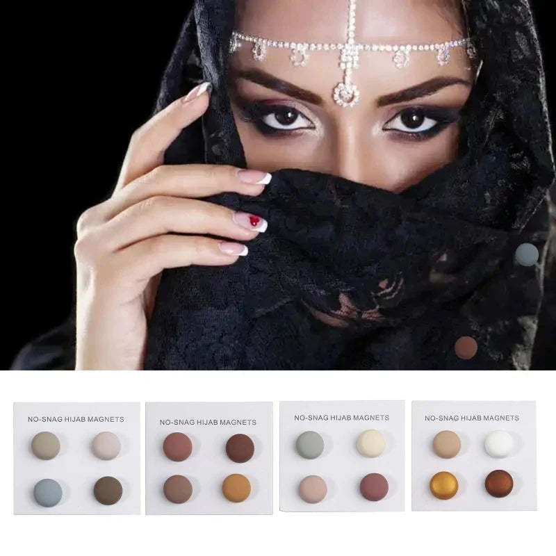 WLP Magnetic Hijab Clips - Solid Color Round Strong Magnet Pins for Silk Scarves Shawls Turban Accessories