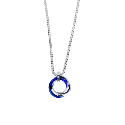Men’s Hip Hop Three Ring Necklace – Titanium Steel Red Pendant, Fade Resistant Statement Jewelry
