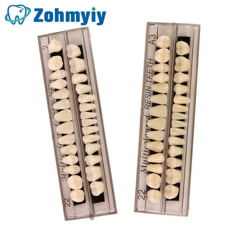 28-Piece Resin Denture Teeth Shade Guide Set, 3D Dental Color Comparator for Teeth Whitening & Dental Plate Matching Tool